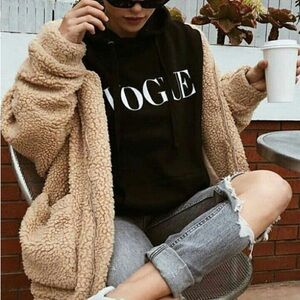 Cozy Tan Sherpa Jacket teddy oversized jacket